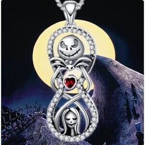 Iced Nightmare B4 Christmas Jack Sally Red Heart Pendant Necklace